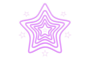 Poster - Multiple glowing purple neon star shapes overlap, creating a vibrant and celebratory design against a transparent background