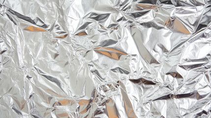 Poster - Crumpled aluminum foil surface texture with shiny metallic silver and light reflection. Abstract wrinkled background for material concept.