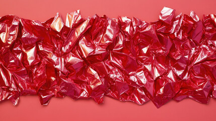 Poster - Wrinkled red foil on a matching background. Abstract christmas holiday wrap. Textured modern banner design.