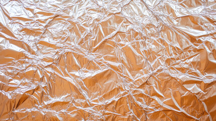 Poster - Crumpled aluminum foil surface with shiny and textured detail. Metallic creased abstract background for pattern and design concept.