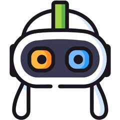 Poster - Modern Virtual Reality Headset Icon with Colorful Eyes - Futuristic Tech and Gaming Device