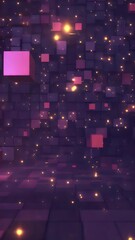 Leinwandbilder - Abstract cube structures in shades of purple and magenta with sparkling particle effects creating a futuristic digital backdrop
