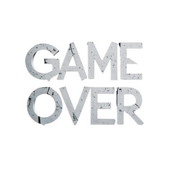 Poster - Distressed typography game over screen for video games and esports tournament end screen message design on transparent background
