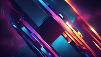 Leinwandbilder - Abstract Digital Composition Featuring Diagonal Lines Gradient and Geometric Shapes in Dark Blue Purple and Orange