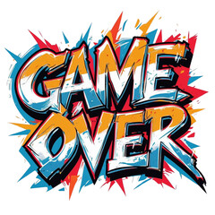 Poster - Download game over illustration vector graphic for free retro gaming arcade design element concept art style on transparent background