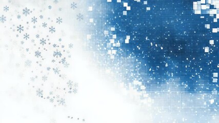 Leinwandbilder - Abstract digital art featuring a blend of white and shades of blue. Pixelated and fragmented elements create a sense of depth and movement, evoking a modern tech aesthetic.