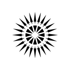 Aufkleber - Abstract geometric black and white sunburst pattern with sharp pointed rays radiating from a central circular design