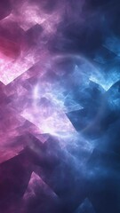 Leinwandbilder - Abstract digital artwork featuring a central glowing circle surrounded by a complex fractal pattern in shades of blue and pink. The composition is rich and detailed, ideal for technology or design.