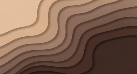 Poster - Abstract Earth Tone Waves: Layered Paper Cut Design with Subtle Shadows