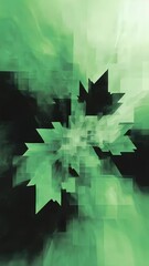Leinwandbilder - Abstract Green Fractal Burst With Pixelated Geometric Light Against Dark Background