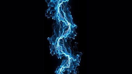 Wall Mural - electric symphony: a striking blue lightning bolt dramatically illuminates against a stark black bac