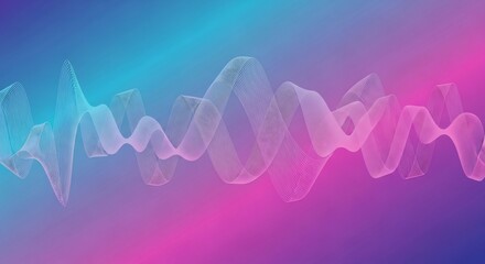 Poster - Abstract Soundwave Lines on Vibrant Gradient Background: Modern Digital Art