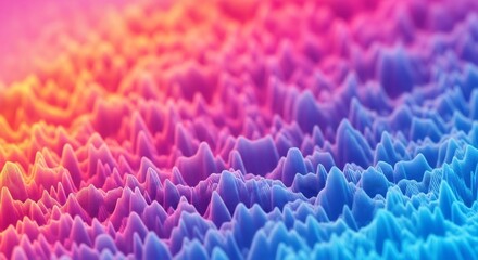 Poster - Abstract Topographic Landscape with Vibrant Pink, Purple, and Blue Gradient
