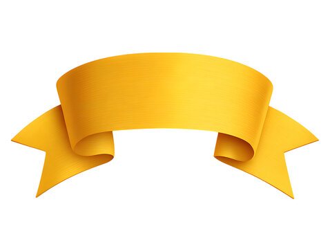 Vibrant photo of golden curved ribbon with textured surface isolated on transparent background.