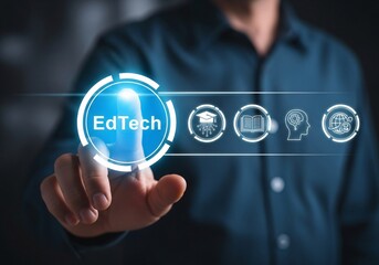 education technology concept. innovative online e-learning, webinar, knowledge, online training cour