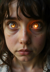 Poster - Close-up Portrait of Girl with Illuminated Eyes