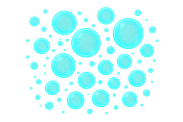 Poster - Light blue soap bubbles varying in size, drifting against transparent checkered surface with soft, delicate sheen