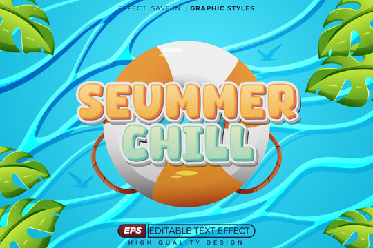 Editable 3d vector text effect summer chill for poster design
