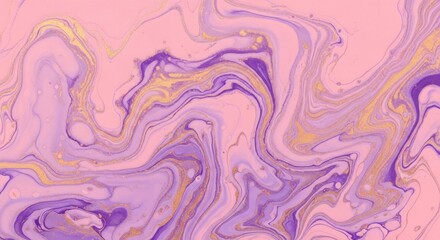 Poster - Ethereal Pink and Purple Marble Texture with Gold Veins, Abstract Art