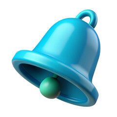 Poster - 3d rendered illustration of a vibrant turquoise bell with green clapper on a black background