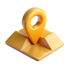 Fototapete - 3d rendered location pin on map with golden yellow color on a black background