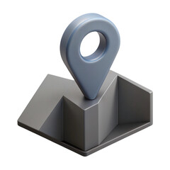 Fototapete - 3d rendering of a location pin resting on a stylized map base on black backdrop