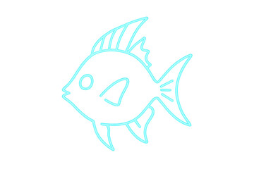Aufkleber - Luminescent blue fish gliding through ocean depths, radiating electric-blue brilliance against transparent backdrop