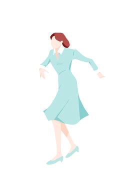 タップダンスをするワンピースの女性png