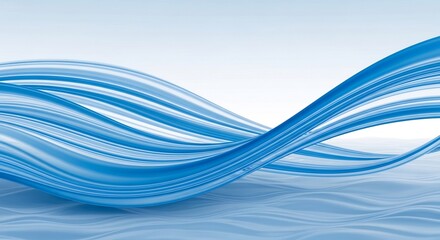Poster - Serene Blue Waves: Abstract Flowing Lines on Light Background, Modern Design
