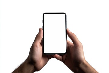 Close Up of Smartphone in Hands Isolated on White Background with Clipping Path