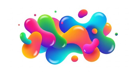 Poster - Vibrant Abstract Blob Cluster: Colorful, Dynamic, and Modern Design Element on White Background