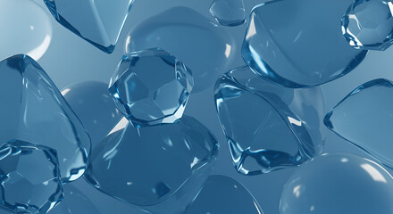 Aufkleber - Abstract geometric shapes composition in blue tones with modern and clean design