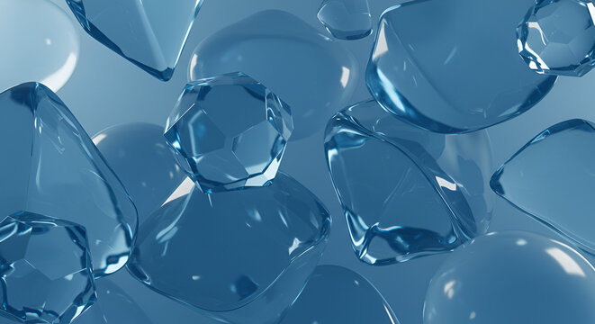 Abstract geometric shapes composition in blue tones with modern and clean design