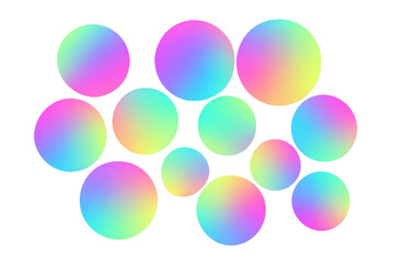 Leinwandbilder - Multicolored gradient circles forming dynamic abstract pattern, blending vibrant hues against transparent backdrop for contemporary graphic design elements