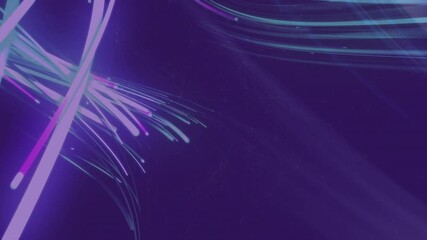 Poster - Neon light trails emerging left edge lengthening into vortex while drifting particles sweeping beam