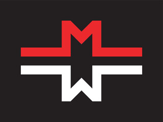 Poster - Modern Geometric Letter MW Logo Initial Simple Shape Icon Graphic