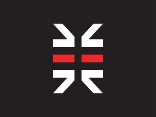 Poster - Minimalist Geometric Abstract Arrow Shape with Red Accent Graphic Element