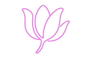 Leinwandbilder - Delicate pink neon floral silhouette glowing against transparent backdrop, conveying contemporary graphic design aesthetic