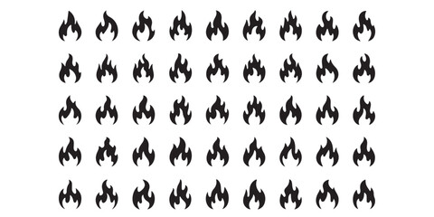 Aufkleber - Pattern of simple black flame icons arranged in rows and columns on a white background surface