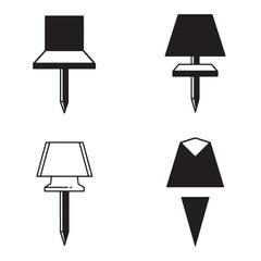 Fototapete - Four stylized black and white ornament push pins set illustrations for office and school design