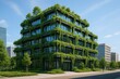 © Jelena - Sustainable green office building with integrated vegetation showcasing eco-friendly corporate architecture