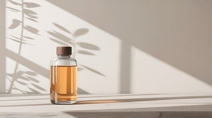 Poster - Clear glass bottle amber liquid brown cap image