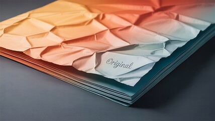 Poster - Crumpled paper stack with gradient color and handwritten word texture