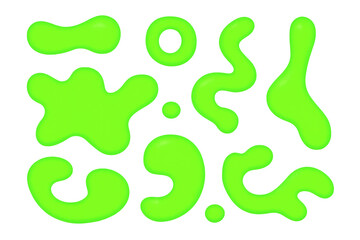 Poster - Green slime blobs displaying vibrant textures, spreading playful, messy patterns across creative graphic compositions