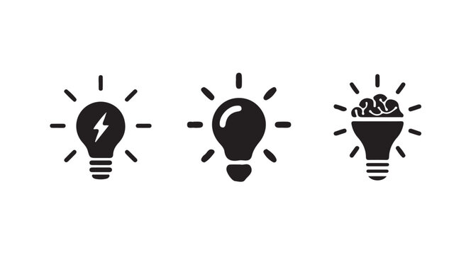Minimal Idea Bulb Vector Icons, Light Bulb Idea Symbol Collection, vector illustration eps 10.