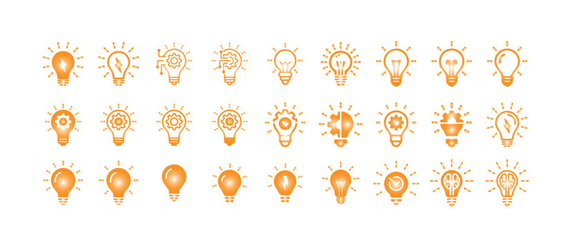 Bright lightbulb icon silhouette symbol, Innovation and Creativity Bulb Icons, vector illustration eps 10.
