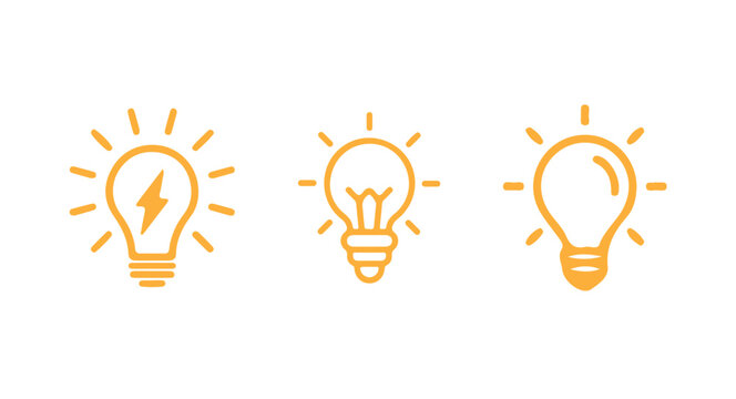 Light bulb icon set. Innovation, ideas, creativity, tips concept, Idea symbol. Electric lamp vector illustration eps 10.