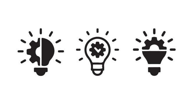 Flat Light Bulb Icons,  Creativity, Questions, and Solutions Collection, symbol of idea and creativity, vector  illustration eps 10.