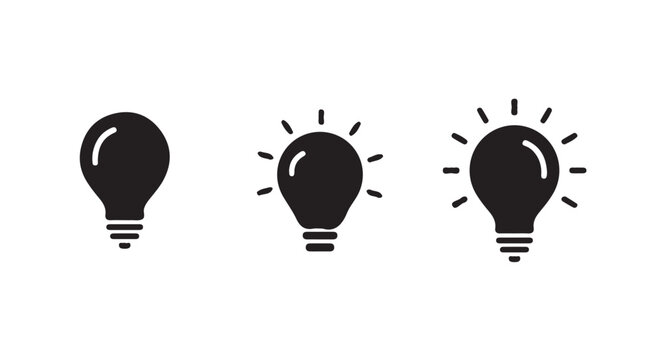 Flat Light Bulb Icons,  Creativity, Questions, and Solutions Collection, symbol of idea and creativity, vector  illustration eps 10.