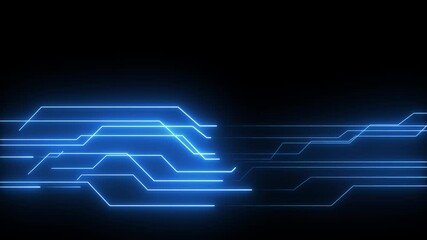 Wall Mural - abstract technology background with neon blue lines seamless looping. technology background .4k video